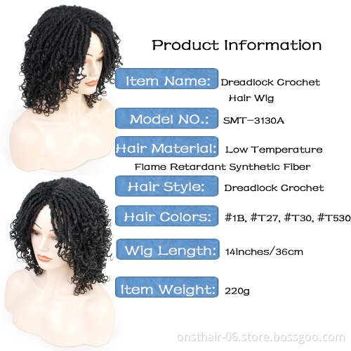 Onst Synthetic Dreadlocks Extensions Hair Wig for African Women Black Brown Bug Ombre Crochet Soul Locs Braids Dreadlock Wig